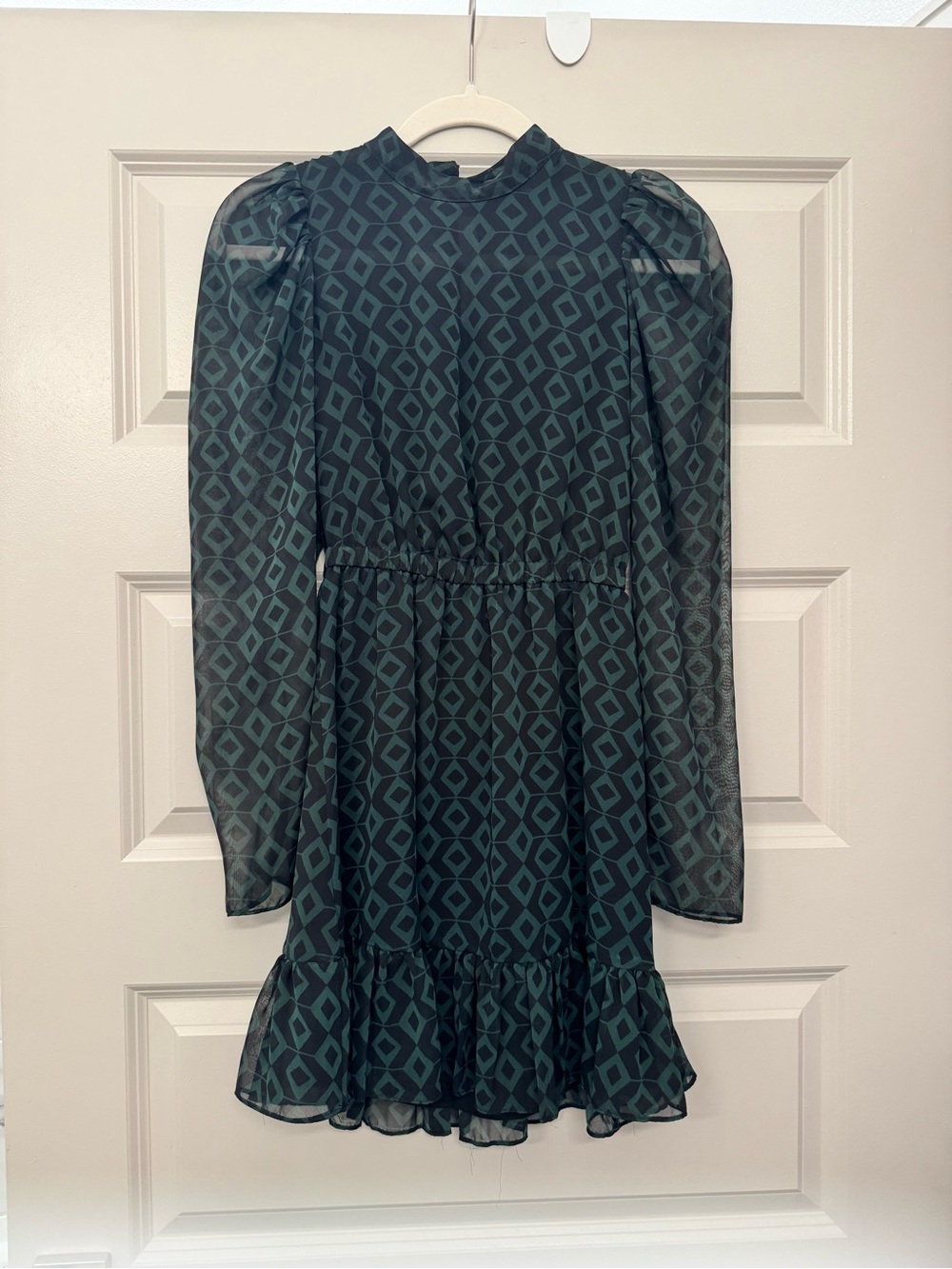 Zara Dark Green & Black Geometric Mini Dress
